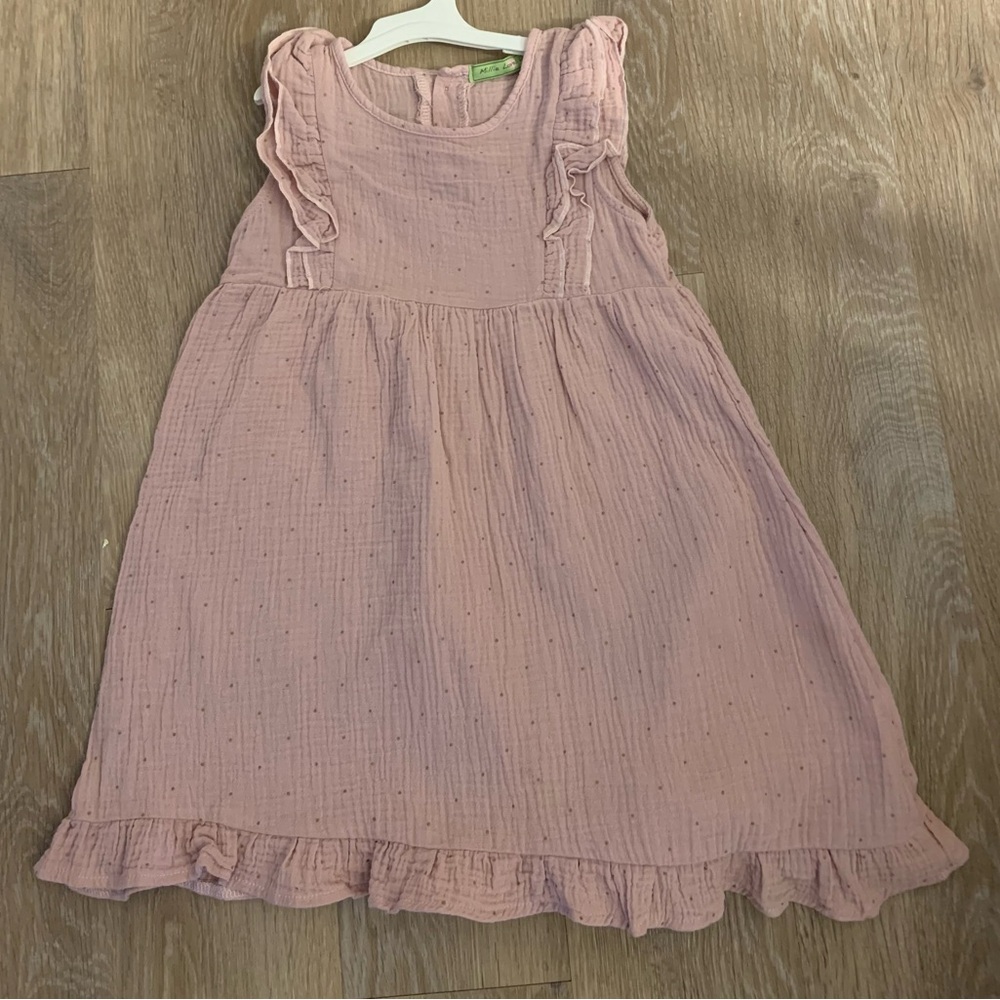 Millie Lives Lily Girl's Size 6 Mauve Casual Cotton Flutter Sleeve Dress